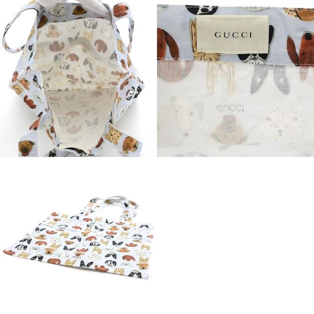 Gucci(グッチ)のグッチ 犬柄 キッズトートバッグ アニマル柄 キャンバス ブルー レディースのバッグ(トートバッグ)の商品写真