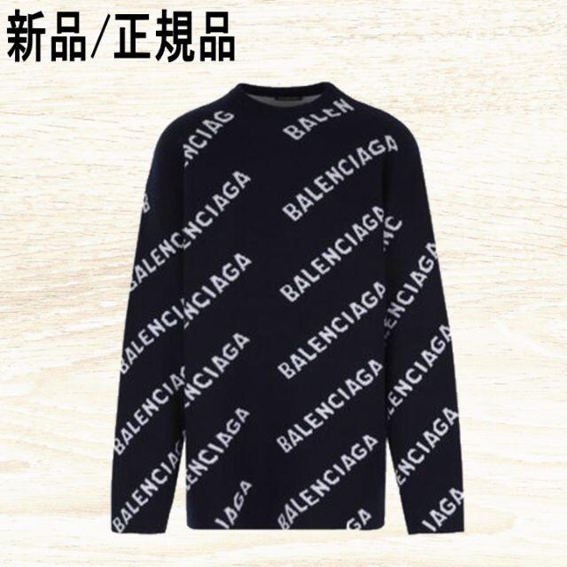 ○新品/正規品○BALENCIAGA ALLOVER ロゴ クルーネック ニット 最新