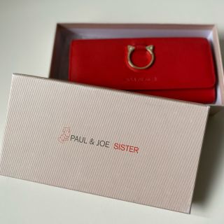 ポール&ジョーシスター(PAUL & JOE SISTER)のポール&ジョーシスター 長財布 ネコチャーム レッド B品 未使用(財布)