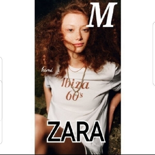 ザラ(ZARA)のZARA　(M　レッド)　テキストTシャツ　ロゴTシャツ(Tシャツ(半袖/袖なし))