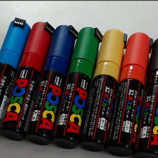 UNI  POSCA  ポスカ ７色 角芯 太字 (三菱 ポスターカラーマーカー(ペン/マーカー)