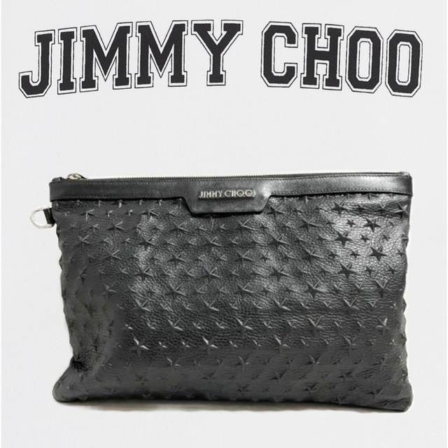 JIMMY CHOO ジミーチュウ デレク クラッチバッグ レザー ブラック ...