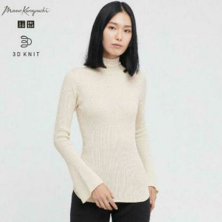 ユニクロ(UNIQLO)のユニクロ マメクロ mame 3Dリブハイネックセーター xs ホワイト(ニット/セーター)