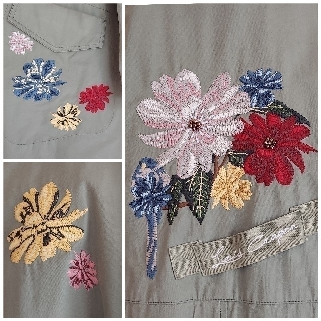 ロイスクレヨン 刺繍 コート カーキ
