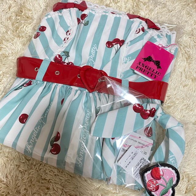 完璧 Angelic Pretty ミント JSK+KC stamp Pretty♡Cherry Angelic ...