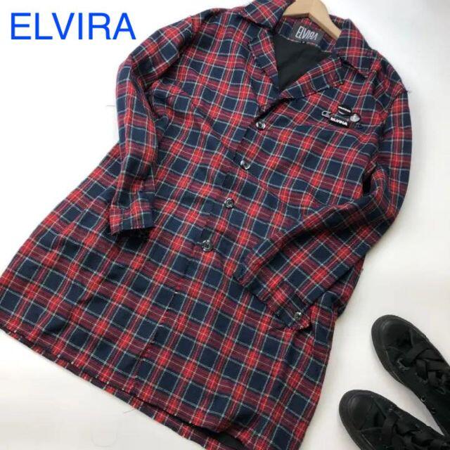 美品 ELVIRA エルビラ コート チェックコート チェックジャケット RED | フリマアプリ ラクマ