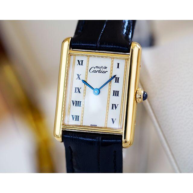 【50％OFF】 カルティエ 美品 - Cartier マスト Cartier LM ローマン ゴールドライン タンク 腕時計(アナログ)