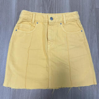 エイチアンドエム(H&M)のH&M 黄色　イエロー膝丈スカート(ひざ丈スカート)