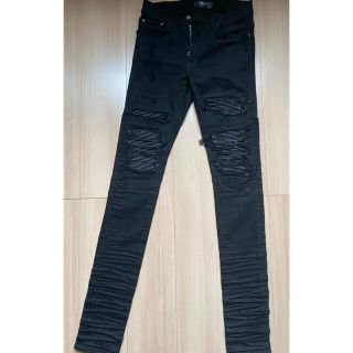 AMIRI アミリ メンズ　レザーパッチ ストレッチスキニーブラック28インチ(デニム/ジーンズ)