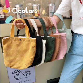 ♡ ✨ 匿名配送 ミニ トートバック イエロー 小さめ コンパクト 手提げ 軽量(トートバッグ)