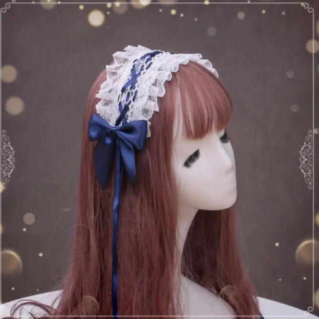 ロリータ 赤色 コスプレ 韓国　レース　レースカチューシャ　レッド　ピン　ゴスロ レディースのヘアアクセサリー(カチューシャ)の商品写真