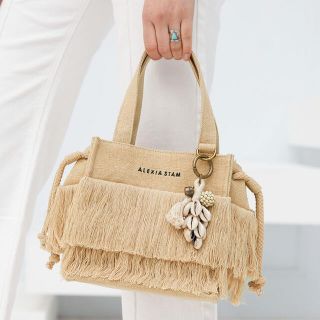 アリシアスタン(ALEXIA STAM)のSquare Fringe Small Tote Bag Beige(トートバッグ)