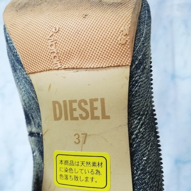 DIESEL(ディーゼル)のDIESEL ダメージデニム デザインヒール 24㎝【★美品★セール！】 レディースの靴/シューズ(ハイヒール/パンプス)の商品写真