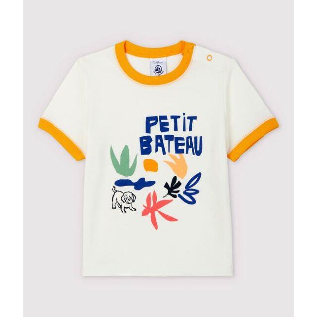 PETIT BATEAU(プチバトー)の新品未使用　プチバトー　18m バイカラープリント半袖Ｔシャツ キッズ/ベビー/マタニティのベビー服(~85cm)(Ｔシャツ)の商品写真