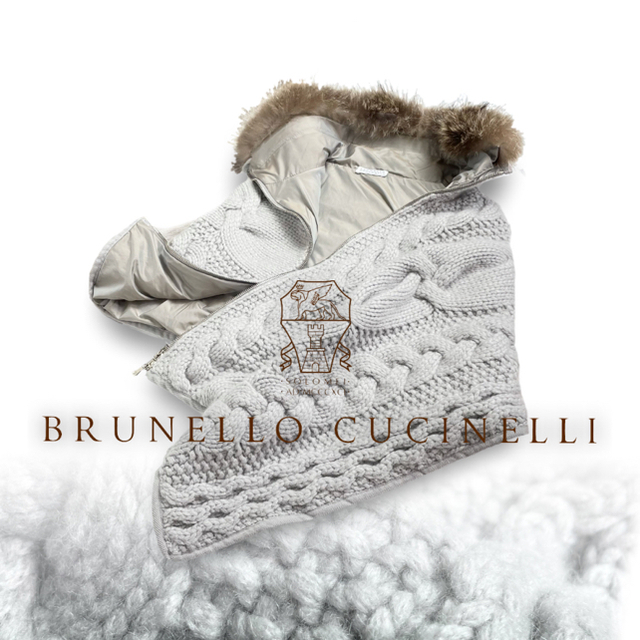 BRUNELLO CUCINELLI(ブルネロクチネリ)のD12★極上カシミヤファー付きポンチョ ブルネロクチネリ S レディースのジャケット/アウター(ポンチョ)の商品写真