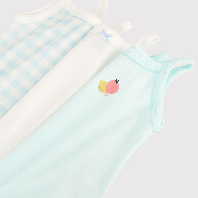 PETIT BATEAU(プチバトー)のプチバトー　新品キャミソール　ボディ3枚組　ロンパース　18m/81cm キッズ/ベビー/マタニティのベビー服(~85cm)(ロンパース)の商品写真