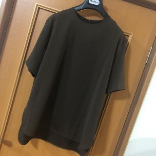 オペークドットクリップ(OPAQUE.CLIP)のOPEQUE.CLIP オーバーサイズTブラウス 38 ブラウン　タグ付き新品(Tシャツ(半袖/袖なし))