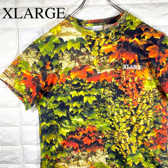 XLARGE(エクストララージ)の美品 XLARGE リーフプリント アート調 総柄 マルチカラー 半袖シャツ  メンズのトップス(Tシャツ/カットソー(半袖/袖なし))の商品写真