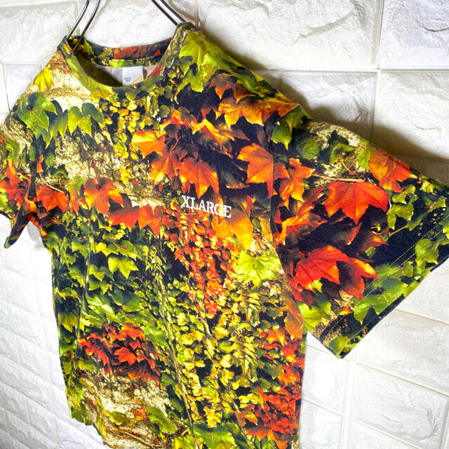 XLARGE(エクストララージ)の美品 XLARGE リーフプリント アート調 総柄 マルチカラー 半袖シャツ  メンズのトップス(Tシャツ/カットソー(半袖/袖なし))の商品写真