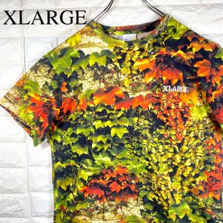 エクストララージ(XLARGE)の美品 XLARGE リーフプリント アート調 総柄 マルチカラー 半袖シャツ (Tシャツ/カットソー(半袖/袖なし))