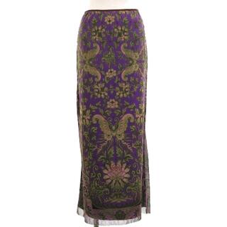 ヴィヴィアンタム(VIVIENNE TAM)のヴィヴィアンタム 美品 ロングスカート サイドスリット ボタニカル 紫 緑 0(ロングスカート)