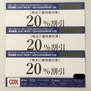 イッカ(ikka)のCOX 株主優待券3枚(ショッピング)