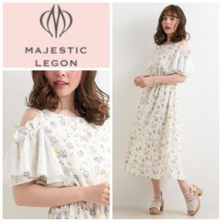 マジェスティックレゴン(MAJESTIC LEGON)の【マジェスティックレゴン】ストライプ花柄ロングワンピース☆フラワープリント(ロングワンピース/マキシワンピース)