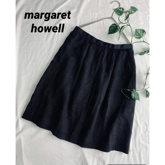 MARGARET HOWELL(マーガレットハウエル)のマーガレットハウエル　リネンスカート　後ろボタン レディースのスカート(ひざ丈スカート)の商品写真