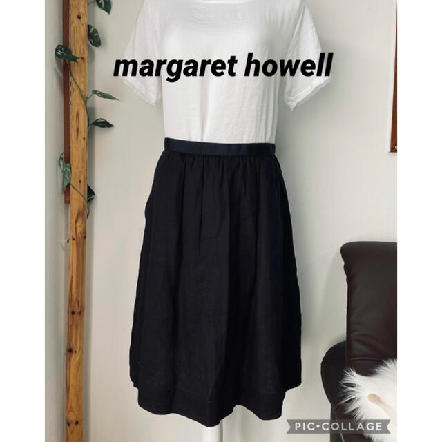 MARGARET HOWELL(マーガレットハウエル)のマーガレットハウエル　リネンスカート　後ろボタン レディースのスカート(ひざ丈スカート)の商品写真