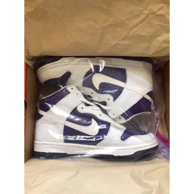売れ筋アイテムラン LE HIGH DUNK NIKE NIKE PURPLE/WHITE VARSITY スニーカー オフホワイト OFF-WHITE ミッド 白色 ホワイト スニーカー