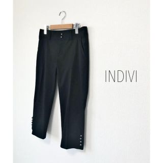 インディヴィ(INDIVI)のINDIVI メタルボタン7分丈ストレートパンツ　裾ボタン　theory (カジュアルパンツ)