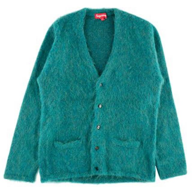 新品タグ付きSupreme mohair cardigan 15FW ターコイズ