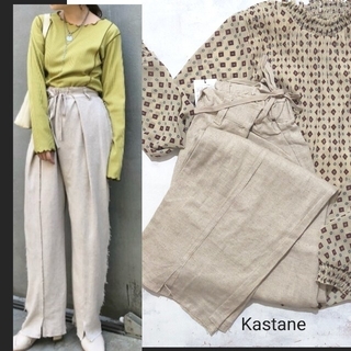 カスタネ(Kastane)の新品KASTANE  / カスタネ  ストレッチリネンパッチワークパンツ(カジュアルパンツ)
