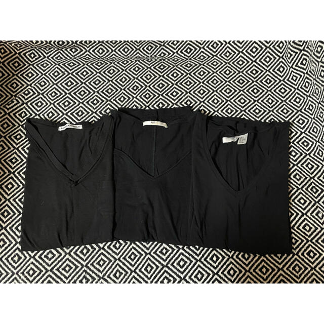 AZUL by moussy(アズールバイマウジー)の黒　トップス　3点セット レディースのトップス(Tシャツ(半袖/袖なし))の商品写真