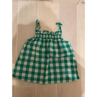 ザラキッズ(ZARA KIDS)の1回のみ使用！ZARA グリーンチェックチュニック(ブラウス)