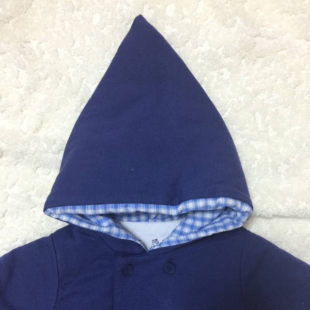 新品☆プチバトー 6M １ｘ１リブ編みフード付きジャケット コート