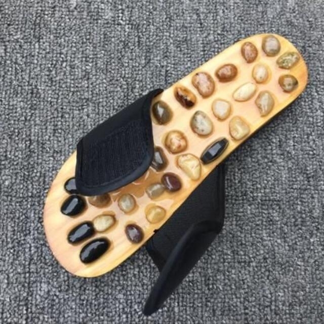 健康サンダル スリッパ 足つぼ 足裏 天然石 ブラック 黒 22.5-23cm レディースの靴/シューズ(サンダル)の商品写真