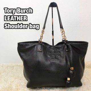 トリーバーチ(Tory Burch)の美品✨ Tory Burch トートバッグ レザー タッセル A4可 黒(ショルダーバッグ)