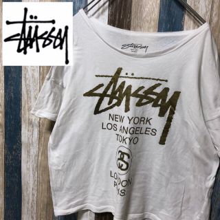 ステューシー(STUSSY)の【STUSSY】ステューシー  半袖シャツ ワールドツアー 白×金(Tシャツ/カットソー(半袖/袖なし))