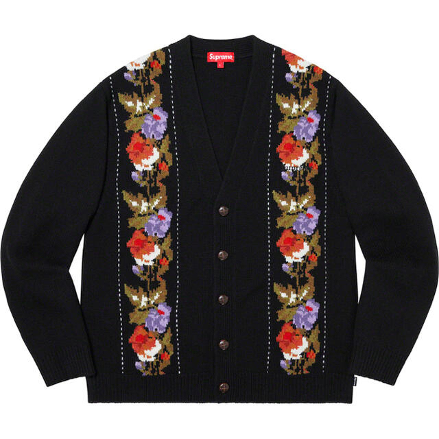 M Supreme Floral Stripe Cardigan black