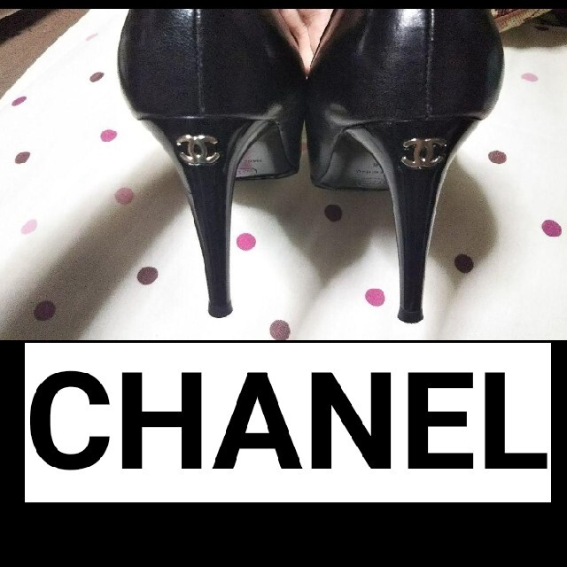 正規品 CHANEL バックシャネル ロゴ パンプス サイズ 36 ヒール８