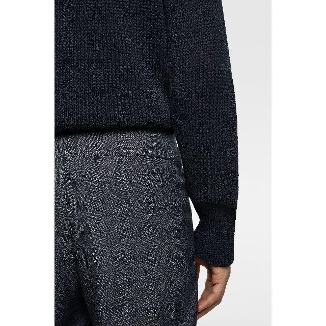 ZARA(ザラ)のZARA MAN フロントプリーツ チェック柄ワイドパンツ ネイビー 新品 メンズのパンツ(スラックス)の商品写真