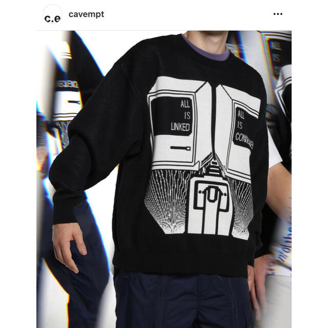 C.E cavempt SS MD LINKED KNIT L Black ニット/セーター