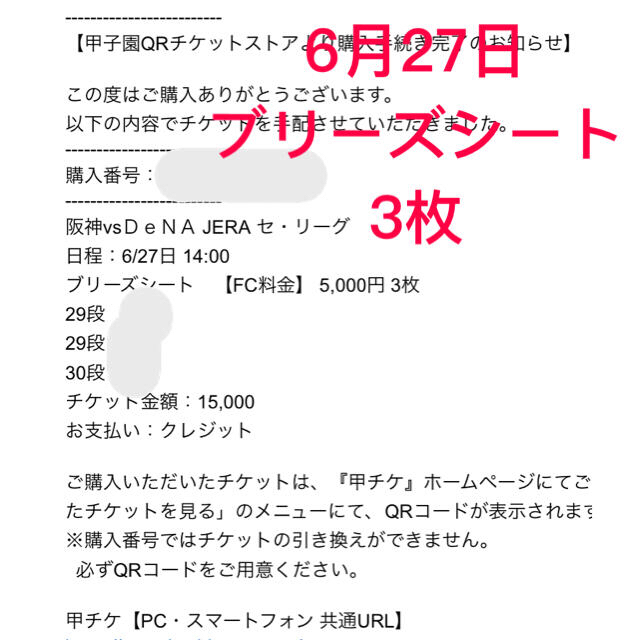 阪神タイガース 甲子園 チケット ブリーズシート3枚 6月27日(日) 阪神タイガース 甲子園 チケット ブリーズシート3枚 6月27日(日)
