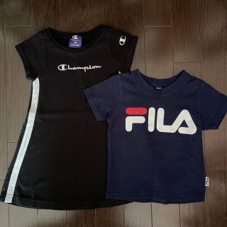 チャンピオン(Champion)のchampion ワンピース　FILA Tシャツ　セット(ワンピース)