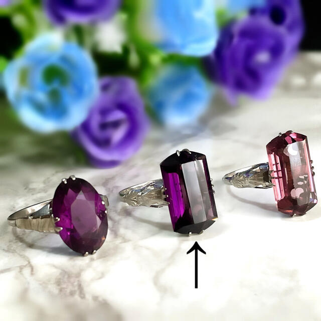 大人の小紫色 ☺︎ サンプラチナ製 SPM刻印 昭和 日本のヴィンテージリング リング(指輪)
