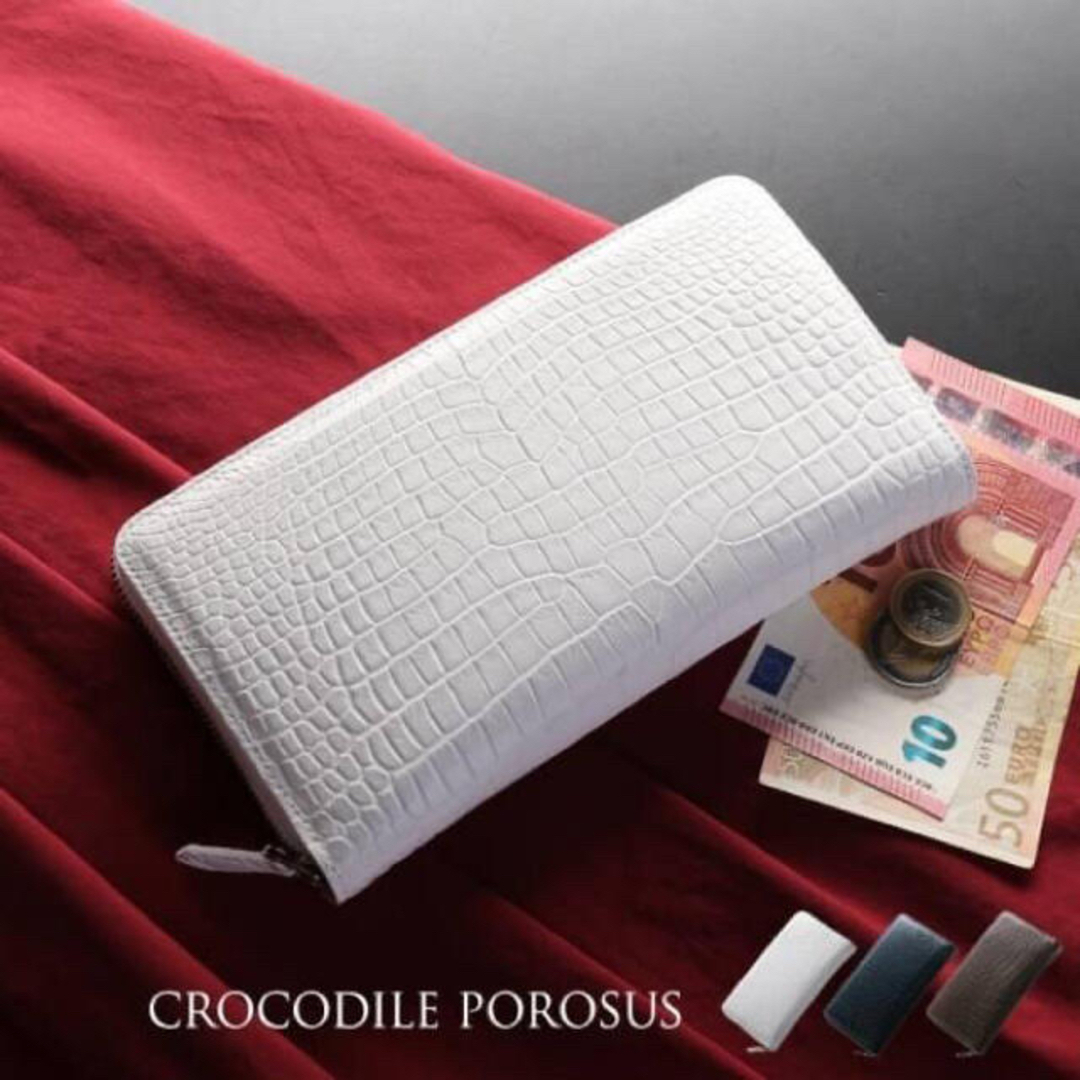 長財布 フルクロコダイル トップランク ポロサス 最高級 白 一枚革 ギフト メンズのファッション小物(長財布)の商品写真