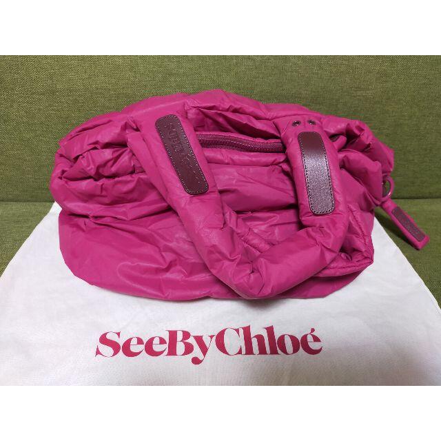 SEE BY CHLOE(シーバイクロエ)の【売り尽くし】SEE BY CHLOE　クロエ　ナイロンバッグ　ピンク　美品 レディースのバッグ(トートバッグ)の商品写真