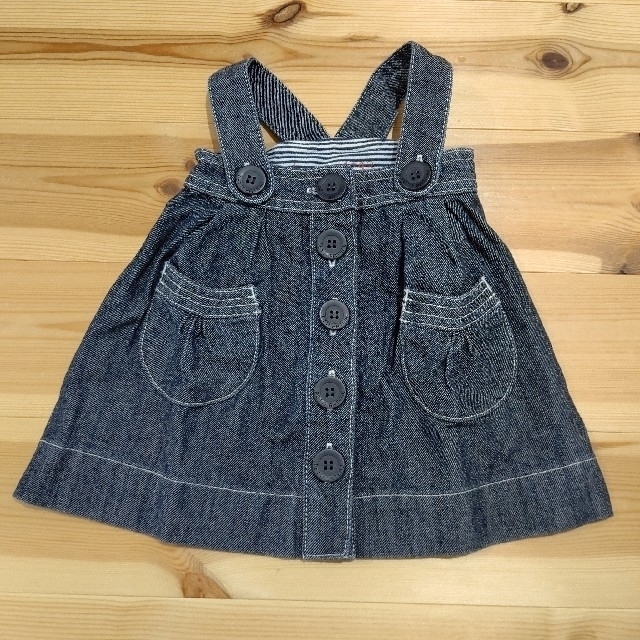 PETIT BATEAU(プチバトー)のプチバトー デニムジャンスカ キッズ/ベビー/マタニティのベビー服(~85cm)(ワンピース)の商品写真