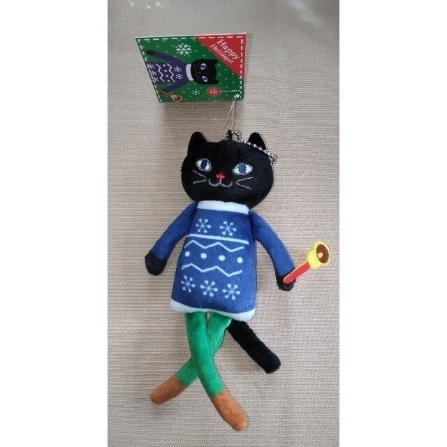 KALDI(カルディ)のKALDI　クリスマスくたくた黒ネコ＆グレーネコちゃん エンタメ/ホビーのおもちゃ/ぬいぐるみ(ぬいぐるみ)の商品写真